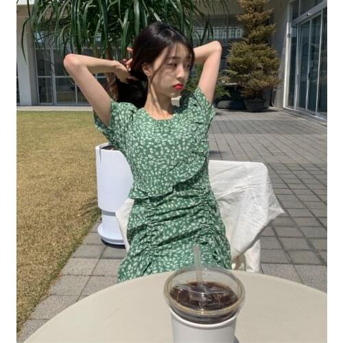 2021 New Flower Print Summer Dress Evening Long Vintage Dresses Oversize Short Sleeve Beach Women Dress Robe Vestido Prom