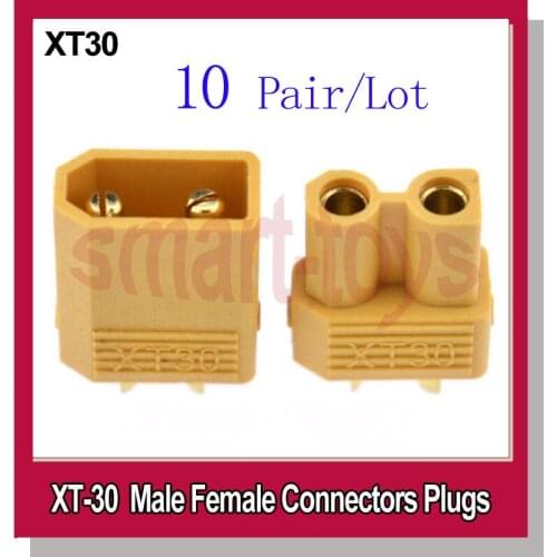 10Pair XT30 XT-30 Male and Female Bullet Connectors Plugs Antiskid For RC Mini Quadcopter Helicopter