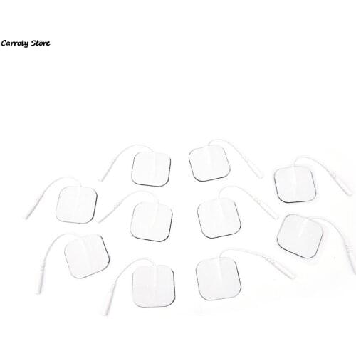 10 Pcs 4*4cm Tens Digital Therapy Machine Massager Nerve Stimulator With 2mm Plug Electrode Pads Tens Electrodes Comfortable