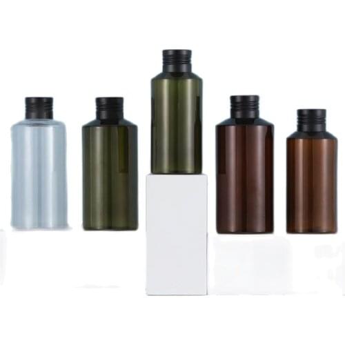 100ml BROWN /GREEN PET BOTTLE for toilet water/lotion/emulsion/serum/shampoo/ black lid and plastic stopper inside