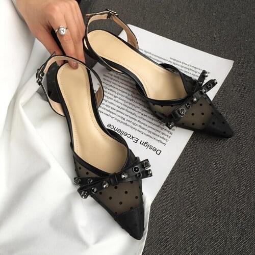 2019 fashion rhinestone shoes woman pointed toe sandals back strap high heels high quality genuine leather slingbacks pumps