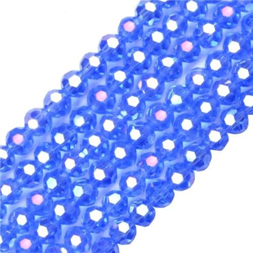 4 6 8MM Middle Blue AB Color Football 32 Faceted Austrian Crystal Beads Round Sphere Loose Beads for Jewelry Making Bracelet DIY