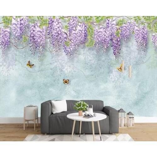 Watercolor cartoon flowers idyllic 3d mural wallpaper papel de parede,living room tv sofa wall bedroom wall papers home decor