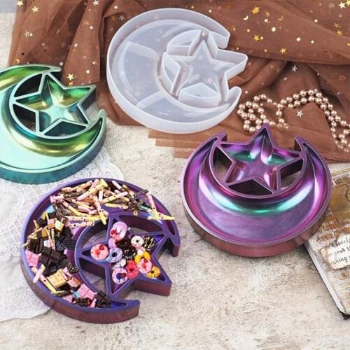 Moon Star Dish Tray Resin Molds, Moon Phase Jewelry Box Silicone Casting Molds, Jewelry Storage Plate