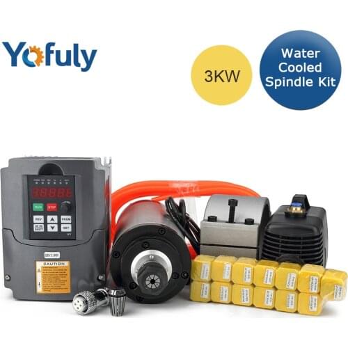 3kw Water Cooled Spindle Kit 3KW Spindle Motor +3kw Inverter+ER20 Lathe Chuck +100mm Spindle Clamp+3.5m Pump+ Water Pipe