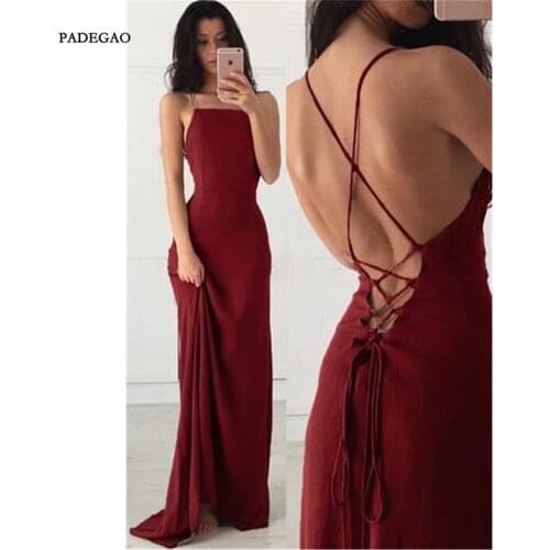 Red Evening Dresses Mermaid Open Back Lace Up Party Dress Floor Length Sleeveless Long Evening Gown