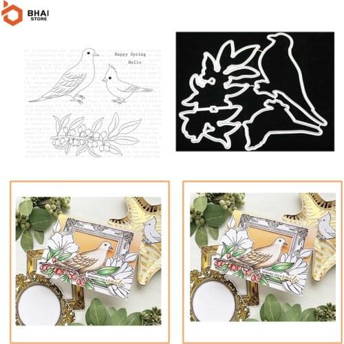 Bird on Branch Metal Cutting Dies DIY Scrapbooking for Photo Album Decorative Silicone Clear Stamps New Arrival 2021