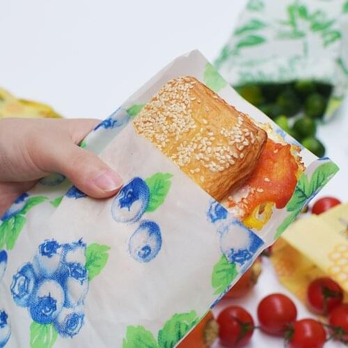 Reusable Kitchen Food Fresh-keeping Storage Beeswax Food Wrap Bag Eco Friendly Reusable Portable Plastic-Free Food Storage Bag