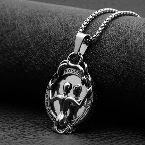Fashion mirror mirror pendant necklace stainless steel men and women all-match retro necklace hot sale