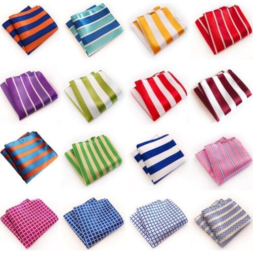 Men Classic Striped Checks Print Handkerchief Wedding Business Pocket Square BWTHZ0321