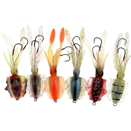 Soft Fishing Lure Luminous Squid Simulation Fishing Baits Sharp Hooks Multi Colors