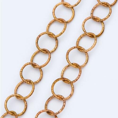 Raw Brass Round Cable Chain 7mm, Unplated Copper Link Chains Wholesale, DIY Jewelry Making Handmade Accessories (#LK-224-RB)
