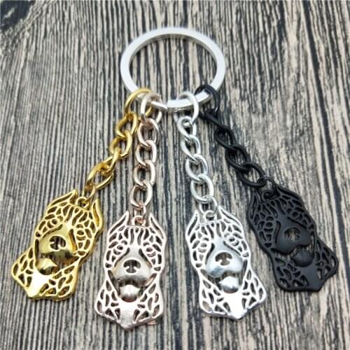 New American Pitbull Key Chains Fashion Pet Dog Jewellery Trendy American Pitbull Car Keychain Bag Keyring For Women Men