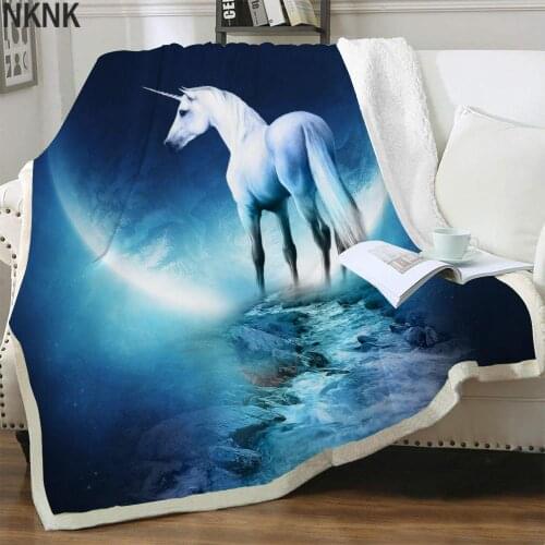 NKNK Brank Unicorn Blankets Moon Plush Throw Blanket Animal Thin Quilt Harajuku Bedspread For Bed Sherpa Blanket Fashion Premium