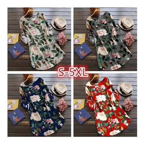 Summer Fashion Women Dress Casual Elegant O-neck Short Sleeve Work Office Vestido Printed Floral Loose Dress Plus Size 5XL