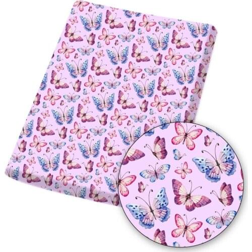 Polyester Cotton Fabric Butterfly Bee Printed Cloth Sheets For DIY Mask/Dress/Bag Material Accessories Home Textile 45*145cm 1pc