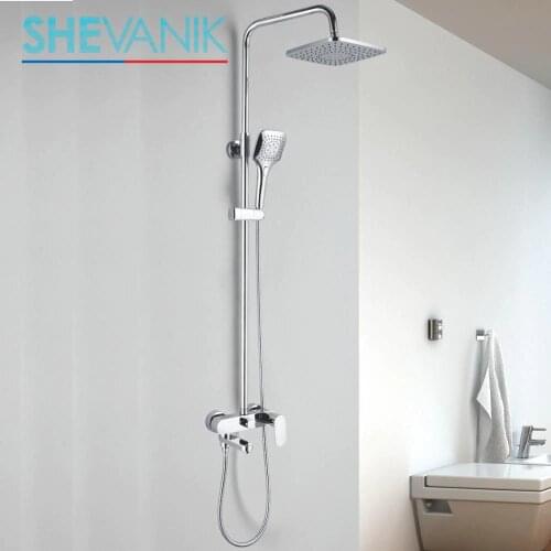 SHEVANIK Shower system, bathroom faucet with shower head, rain shower, set solid brass bathroom faucet with shower head, S8636