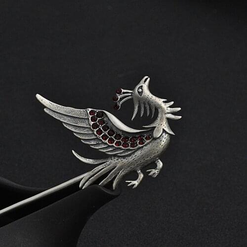 Handmade 925 Sterling Silver Hair Sticks Secular Bird Hairpins Vintage Hair Accessories For Women Girls Cubic Zircons Jewelry