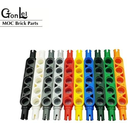 10Pcs/lot High-Tech Beam Special 1x5 Thick with 2 Friction Ridges Pins Connectors MOC Building Blocks Bricks DIY Toys fit 32316