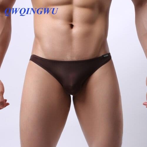 Men Sexy Underwear Nylon Briefs Men Low Rise U convex Pouch Brief Underwear Men Stretch Breathable Thin Brand Briefs