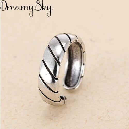 Boho Vintage Silver Color Open Round Rings for Women Lover Finger Ring Valentines Day Gifts