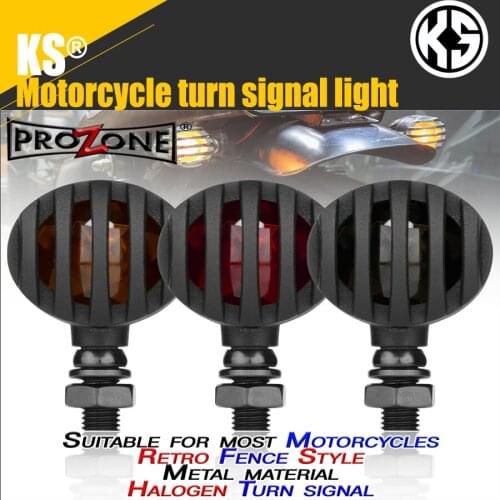 2PCS for Harley Retro Motorcycle Parts Diaphane Grille Fence black Metal Turn Signal lgiht