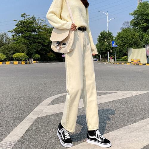 Woman Jeans Pants Jeans Straight Elastic High Waist Loose Pants Pantalones Vaqueros Mujer