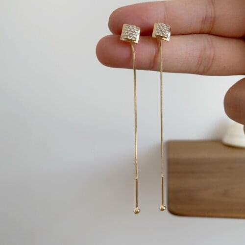 Long Tassel Crystal Earring Korean Gold Color Earrings For Women Elegant Exquisite Fashion Vintage 2021 Trend New Jewelry Gifts