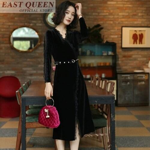 Social dress women business office ladies special occasion dinner dresses midi dress with belt AA3592