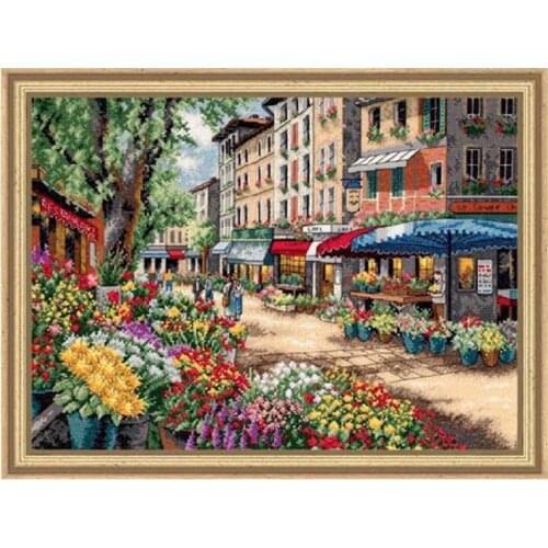Gold Collection Counted Cross Stitch Kit Paris Market Flower Sea Street Floral Shop dim 35256