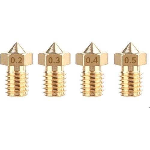 1pcs V6 V5 Extruder J-Head copper Nozzle M6 thread Print Head 0.2/0.25/0.3/0.35/0.4/0.5/0.6/0.8/1mm for 3mm 3D printer parts