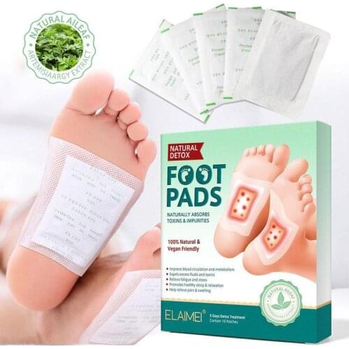 10Pcs/Box Detox Foot Patches Air Bamboo Ginger Patches Toxins Slimming Cleansing Herbal Body Health Adhesive Plaster Weight Loss