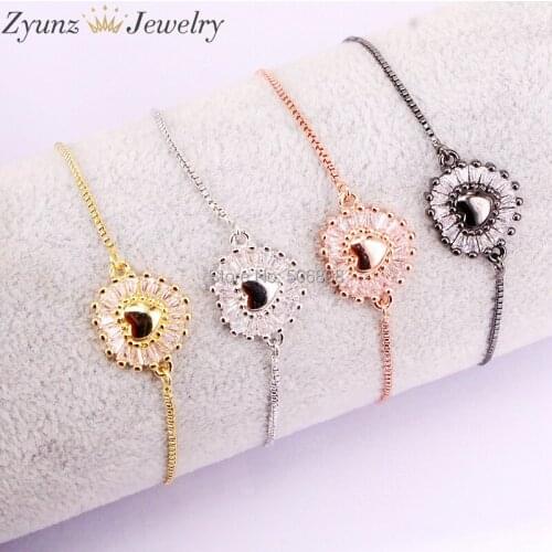 10PCS ZYZ327-1255 Micro Paved Heart connector ,CZ/Micro pave findings/Cubic Zirconia Heart Connector Bracelet