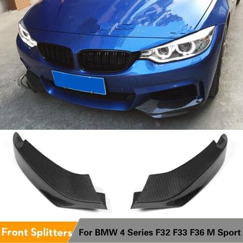2PCS/Set Carbon Fiber Front Bumper Splitters Lip Flaps for BMW 4 Series F32 F33 F36 M Tech M Sport Bumper Only 2014 - 2017