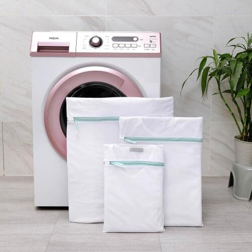 3PCS Zippered Mesh Laundry Bag Polyester Washing Net Bag For Underwear Sock Washing Machine Pouch Clothes Bra Bags