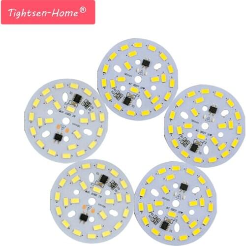 5PCS AC 220V LED PCB SMD 5730 10W 56MM High Brightness Light Source Round Panel Smart IC Driver White / Warm White For LED Bulb