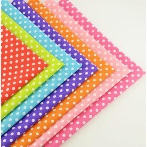 Booksew Cotton Fabric 7 PCS for White Dots Printed Patchwork Different Color Quilting Sewing Scrapbooking Cloth Fat Quarter