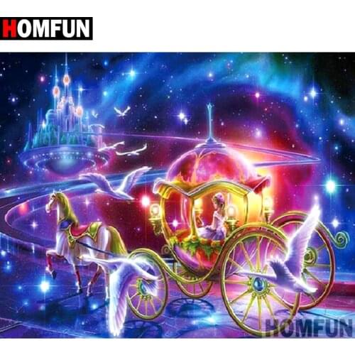 HOMFUN Full Square/Round Drill 5D DIY Diamond Painting "Princess carriage" 3D Embroidery Cross Stitch 5D Home Decor A13708