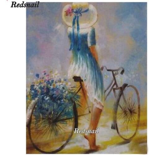 Diy diamond painting full Cross Stitch Bicycle Beauty 3d diamond Embroidery puzzle picture Rhinestone Mosaic wall Decor EE658
