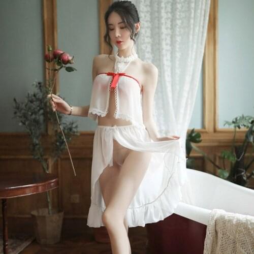 Anime SAO Sword Art Online Yuuki Asuna Cosplay Costume Lolita Girls Sleepwear Set Sexy Chiffon Dress Drop ship