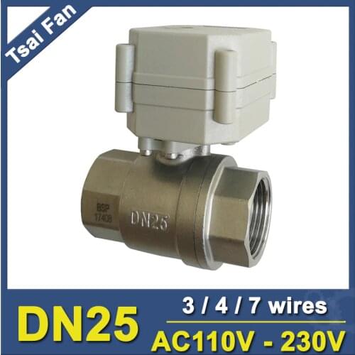 AC110-220V BSP/NPT 1" Automated Motorize Valve With Indicator 3/4/7 Wires TF25-S2-C Stainless Steel DN25 Metal Gear CE/IP67