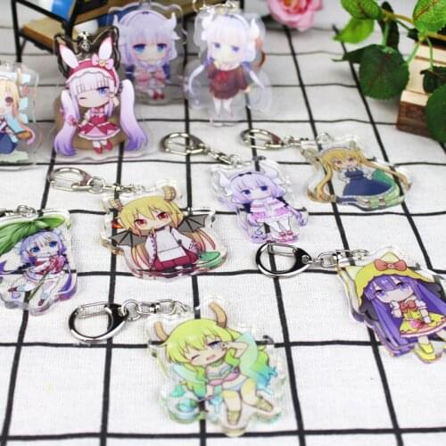 9pcs/set Anime Kobayashi san Chi no Maid Dragon Miss Kobayashis Dragon Maid Kanna Kamui Kobayashi Portachiavi Keychain Keyring