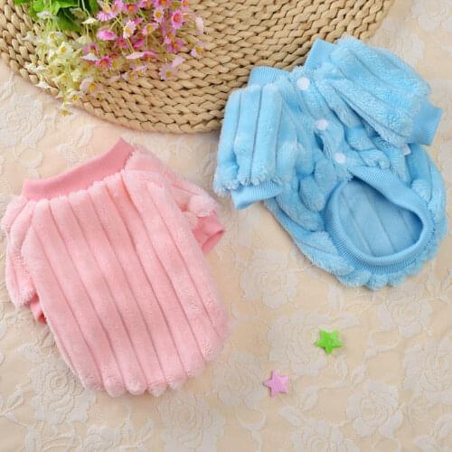 Fleece Dog Clothes Winter Soft Warm Strips Short Sleeve Dog Coat Puppy Cat Hoodie Jacket Outfit Pet Clothing Dachshund Shih Tzu