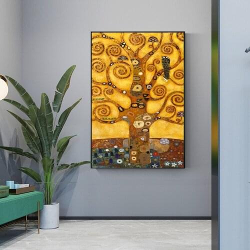 Gustav Klimt Tree Of Life Wall Art oil painting Life Tree Famous Painting Replica Gustav Klimt Canvas Painting For Living Room