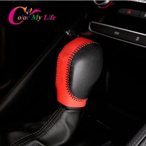 Color My Life Leather AT Car Gear Head Shift Collars for Renault Koleos MK II 2 Samsung QM6 2017 - 2020 Protector Accessories