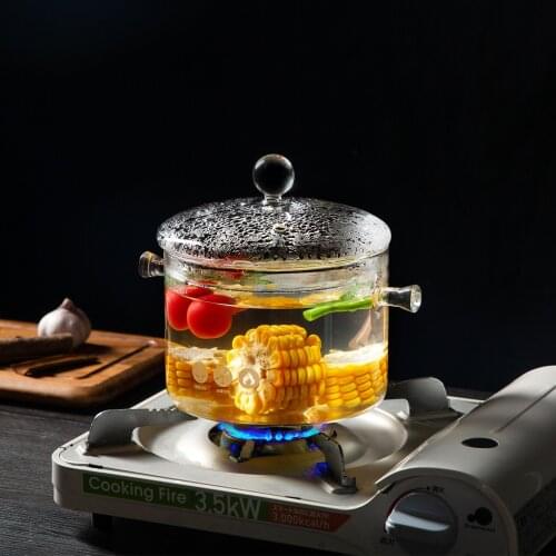 1350ML Heat-resistant Glass Pot Stew Soup Pot Boiling Water Pot High Borosilicate Binaural Glass Salad Bowl