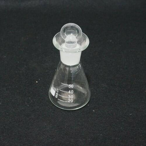 50ml Bell Mouth Flask Borosilicate Glass Conical With Stopper For Laboratory