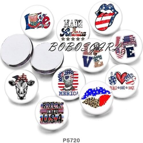USA 4th Of July America 12mm/18mm/20mm/25mm/30mm Round Glass Cabochon Flat Back Making Findings P5720