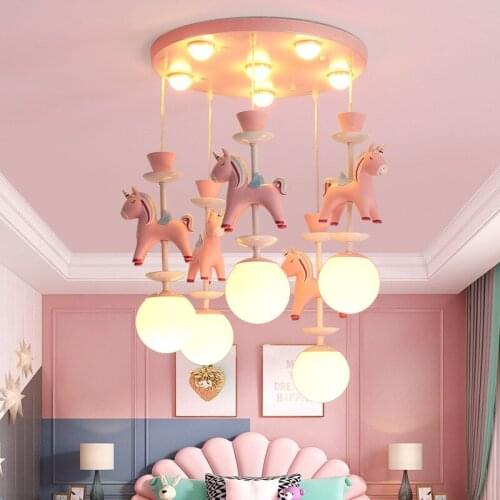 Children bedroom chandeliers modern ins merry-go-round boy girl room chandelier cartoon children room light
