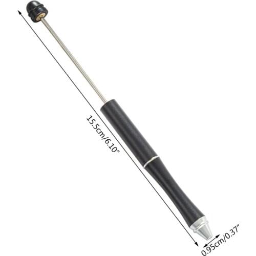 R9UA Metal Beadable Pen Creative DIY Beads Ballpoint Pen with Shaft Black Ink Stationery School Office Supplies Kids Gift